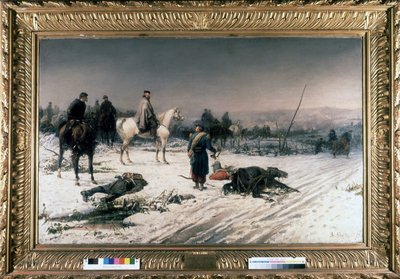 Garibaldi em Dijon, num campo de batalha, pintura de S. De Albertis. 1877. Museu do Risorgimento. Milão de Sebastiano de Albertis