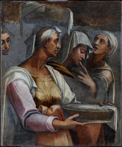 A Visitação - Três figuras de Sebastiano del (c.1485-1547) Piombo