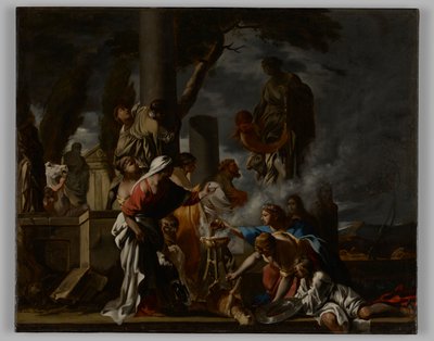 O rei Salomão sacrificando aos ídolos de Sébastien Bourdon
