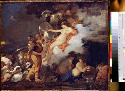 "Vênus e Enéias" (Vênus e Enéias) Vênus aparecendo para seu filho Enéias para ajudá-lo em sua jornada. Pintura de Sebastien Bourdon (1616-1671) 1650-1660 Dim. 45,5x54,5 cm Museu Hermitage, São Petersburgo de Sébastien Bourdon