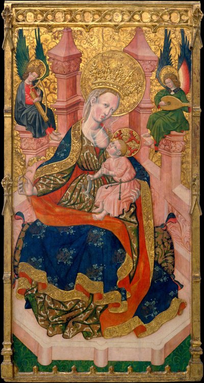 Virgem, mamar, a, criança de Second Master of Estopiñán