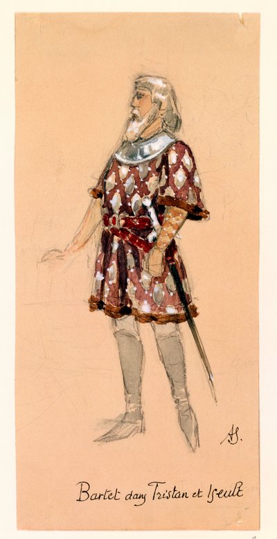França, Paris, Esboço de figurino para Kurwenal em Tristão e Isolda de Richard Wagner para atuação no Palais Garnier de Paris de Segaud Segaud