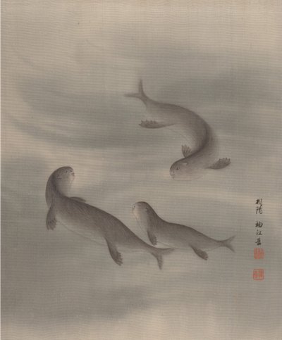 Lontras Natação, ca. 1890-92. de Seki Shuko