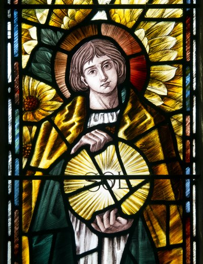 Detalhe do Arcanjo São Uriel, c.1890 (vitral) de Selwyn Image
