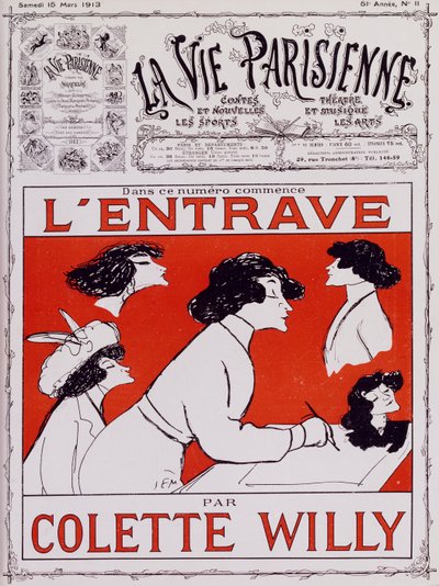 Caricatura de Colette Willy, pseudônimo de Sidonie-Gabrielle Colette (1873-1954) de Sem
