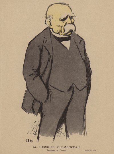 Georges Clemenceau, político francês (cor litho) de Sem