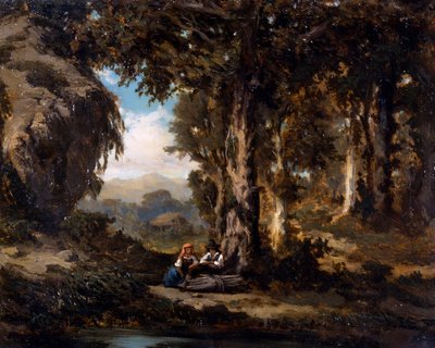 Figuras em madeira ou Descanso em madeira de Serafino de Tivoli