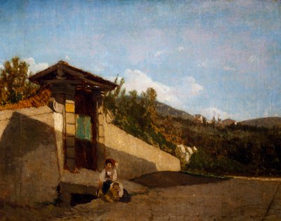 Pórtico de Villa Toscana, c.1861 (óleo sobre tela) de Serafino de Tivoli