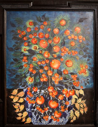 Maçãs e folhas 1928-30 (óleo sobre tela) de Seraphine Louis