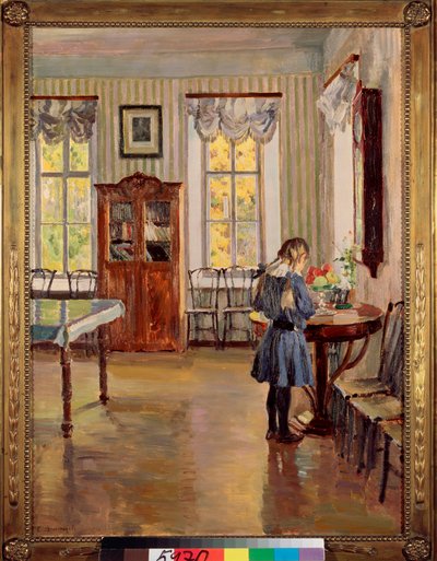 Numa Casa - Pintura de Sergei Arsenyevich Vinogradov (1869-1938), óleo sobre tela de Sergei Arsenevich Vinogradov