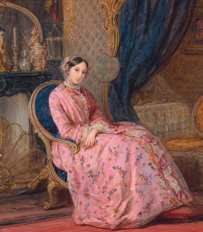 Retrato da grã-duquesa Maria Nikolaevna da Rússia, em meados do século XIX. de Sergei Ivanovich Gribkov