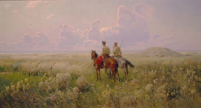 Cossacos na estepe, 1900 de Sergei Ivanovich Vasilkovsky
