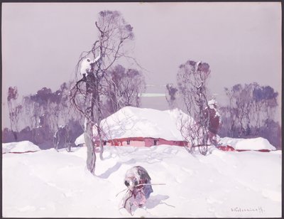 Velha Senhora que recolhe madeira na neve de Sergei Kolesnikoff