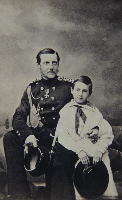 Retrato do Grão-Duque Constantin Nikolaevich da Rússia 1827-1892 com o filho Nicholas Constantinovic de Sergei Lvovich Levitsky
