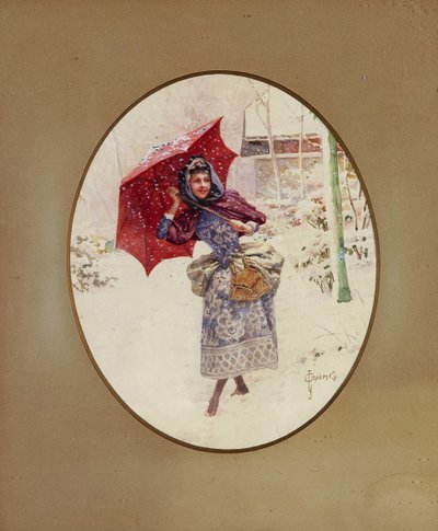 Mulheres andam pela neve, c. 1900 de Sergei Sergeyevich Solomko