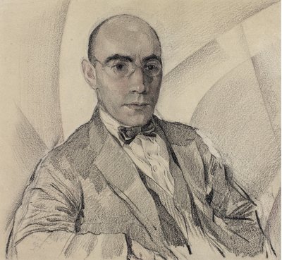 Retrato do artista e do fotógrafo Miron Sherling 1880-1958 de Sergei Vasilevich Chekhonin