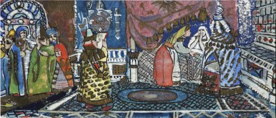 Ilustração para o conto de fadas do czar Saltan de A. Pushkin de Sergei Vasilievich Malyutin