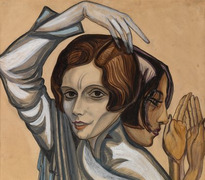 Retrato de Elene Komisarjevskaia-Balieff e Natalia Molostova de Sergei Yurievich Sudeykin