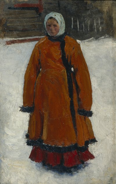 A garota do casaco de pele vermelho, 1903-1906 de Sergej Vasilevic Ivanov