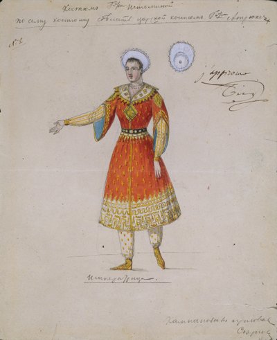 Figurino do balé Tsarina Syuyumbeki de A. Blanche, 1832 de Serkov