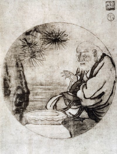 Retrato de Lao-Tzu, filósofo chinês do século VI AC, desenho de Sesshu Toyo (1420-1506), civilização japonesa, período Muromachi de Sesshû Tôyô