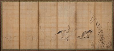 Dois gansos e gramíneas, período Muromachi, meados do final do século XVI. de Sesson Shukei