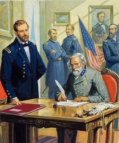 O General Ulysses Grant aceita a rendição do General Lee em Appomattox de Severino Baraldi