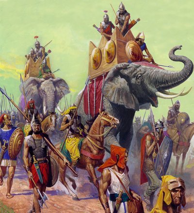 Elefantes Hannibals (guache sobre papel) de Severino Baraldi