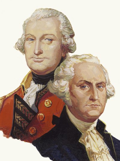 Lord Cornwallis e George Washington (guache sobre papel) de Severino Baraldi