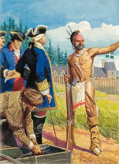 Louis Montcalm em discussões com os índios americanos de Severino Baraldi