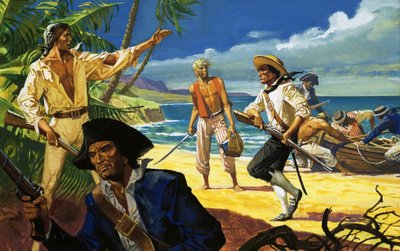Os amotinados do Bounty desembarcam na ilha de Pitcairn de Severino Baraldi