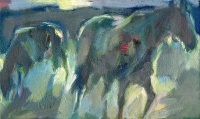Noite dos Cavalos, 2024 (óleo sobre tábua) de Shaun Carey