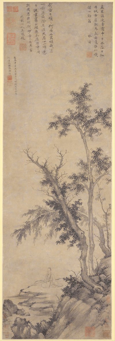 Recluse Fishing by Autumn Trees, datado de 1350. de Sheng Mou
