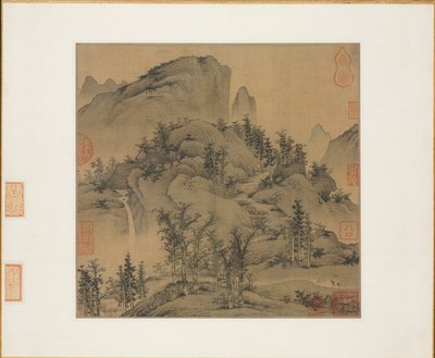 Viajantes nas montanhas de outono de Sheng Mou