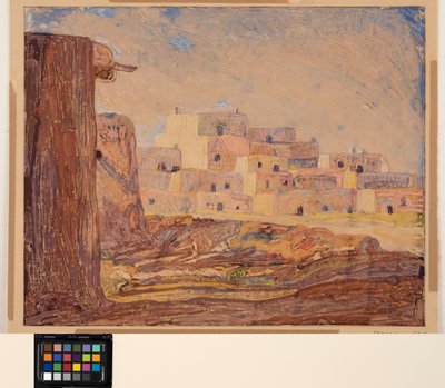 Indian Village, c.1928 (monotipia em papel) de Sherman Trease