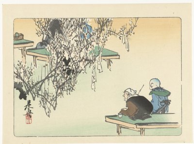 Admirando a flor de ameixa Comparações de flores (título da série) Hana kurabe (título da série no objeto) de Shibata Zeshin