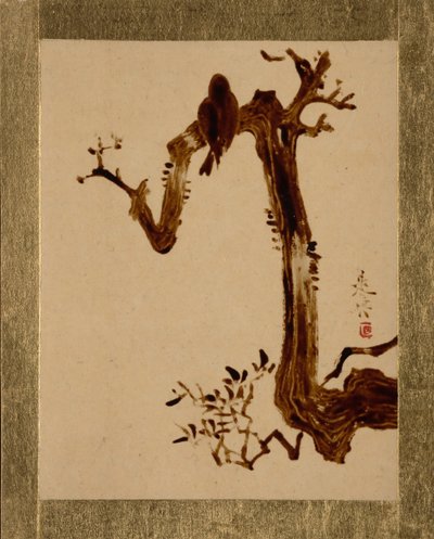 Corvo na árvore. de Shibata Zeshin