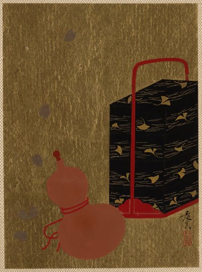 Caixa de laca e cabaça. de Shibata Zeshin
