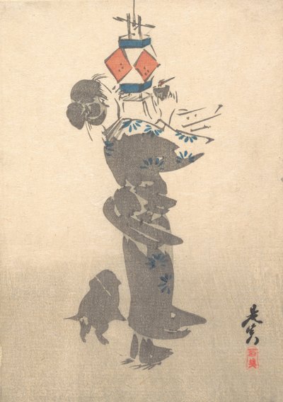 Acender uma lanterna pendurada para o Festival de Obon, 1860., 1860. de Shibata Zeshin