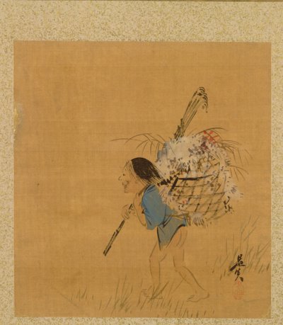 Camponês com Cesto do Álbum de Pinturas do Venerável Zeshin de Shibata Zeshin