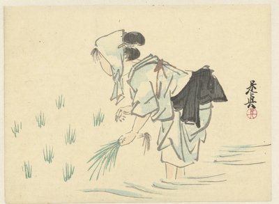 mulher plantadora de arroz de Shibata Zeshin
