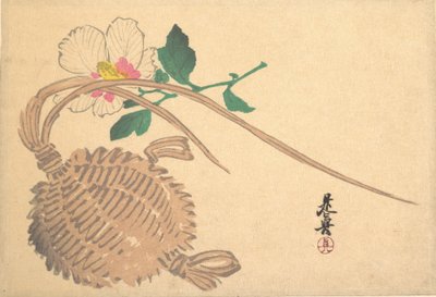 Cesto de Palha para Peixe e Flor Mokuge, ca. 1875., c. 1875. de Shibata Zeshin