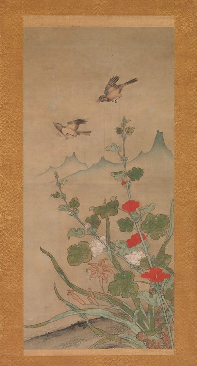 Aves e Flores de Verão e Outono, meados do século XVI. de Shikibu Terutada