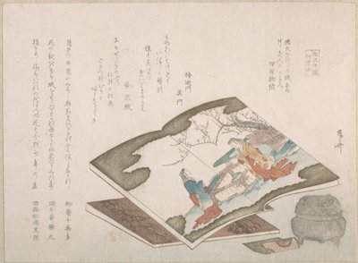 Livros ilustrados e um queimador de incenso, século XIX., século XIX. de Shinsai