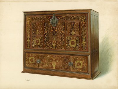 Gabinete Incrustado com Marqueterie, propriedade de Sir George Donaldson (cromolitho) de Shirley Charles Llewellyn Slocombe