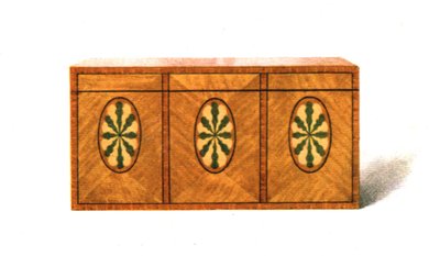 Tea-Caddy de madeira de cetim incrustada, 1908. de Shirley Charles Llewellyn Slocombe