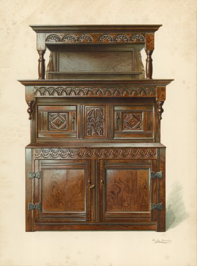 Armário da corte do carvalho (Tridarn), propriedade de H Clarence Whaite (chromolitho) de Shirley Charles Llewellyn Slocombe