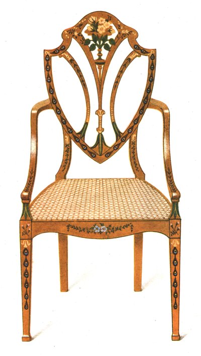 Cadeira pintada de madeira de cetim, 1908. de Shirley Charles Llewellyn Slocombe