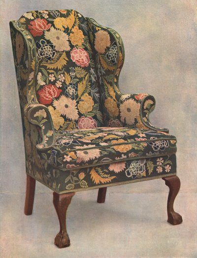 Cadeira de nogueira coberta com bordado, 1905 de Shirley Charles Llewellyn Slocombe