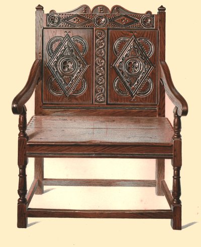 Cadeira dupla de carvalho galês, 1904 de Shirley Charles Llewellyn Slocombe